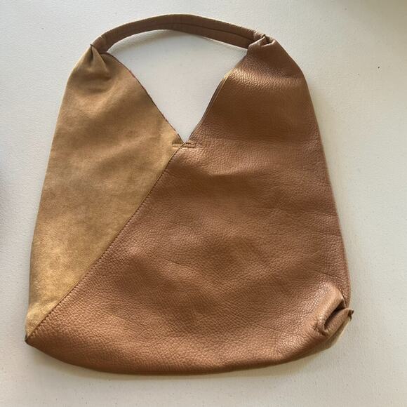 Shiraleah Chicago Arden Suede Vegan Leather Two Tone Tote Hobo Bag - Picture 1 of 14